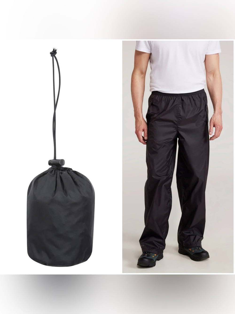 NWT - Pakka Mens Waterproof Overpants by Mountain Warehouse. Black. XXS